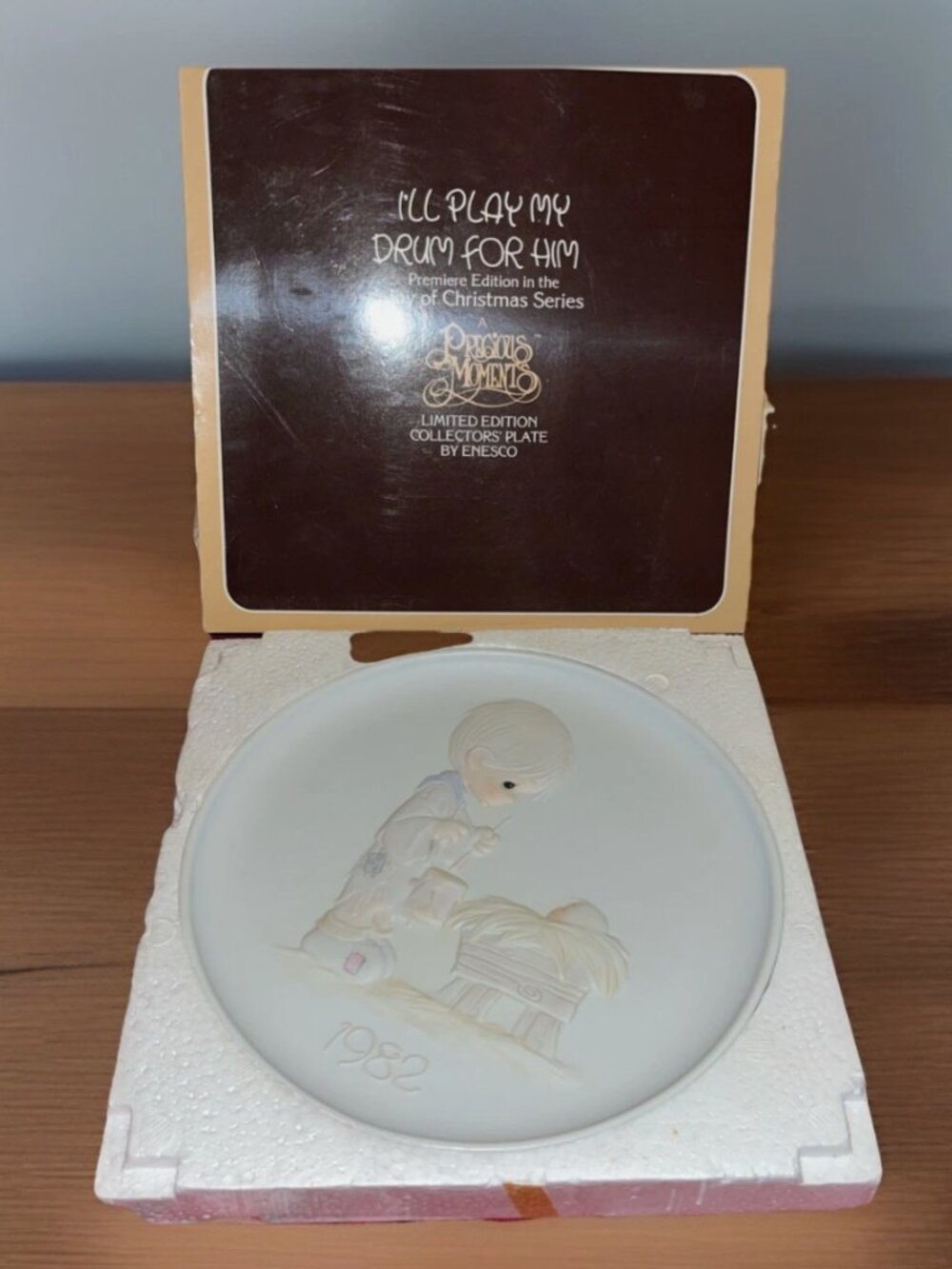 I’ll Play My Drum for Him Joy of Christmas Precious Moments Plate Porcelain 1982